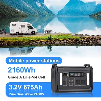 Āra avārijas saules enerģijas stacija 2400W portatīvā litija akumulators 2160W